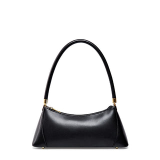 Women's Vintage Leather Shoulder Bag - Elegant Niche Baguette Handbag