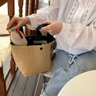 Handcrafted Rattan Summer Tote - Casual Woven  Bag for Women