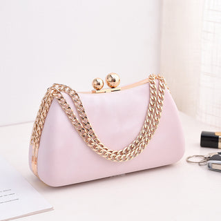 Pillow Bag - Silver, Blue, Green, Black, Pink PU Leather Crossbody & Chain Shoulder Bag with Lock Closure