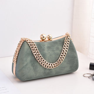Pillow Bag - Silver, Blue, Green, Black, Pink PU Leather Crossbody & Chain Shoulder Bag with Lock Closure