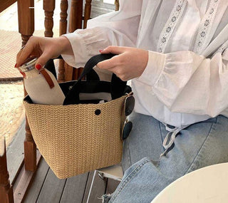 Handcrafted Rattan Summer Tote - Casual Woven  Bag for Women