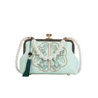Pearl-Embroidered Handbag - Elegant Beaded Crossbody & Shoulder Bag