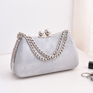 Pillow Bag - Silver, Blue, Green, Black, Pink PU Leather Crossbody & Chain Shoulder Bag with Lock Closure