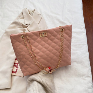 Women’s Small Quilted Crossbody Bag with Metallic Chain Strap