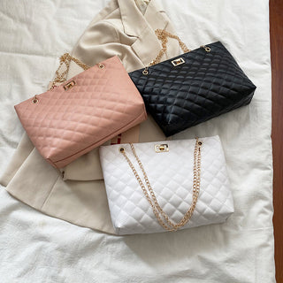 Women’s Small Quilted Crossbody Bag with Metallic Chain Strap