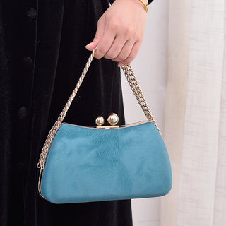 Pillow Bag - Silver, Blue, Green, Black, Pink PU Leather Crossbody & Chain Shoulder Bag with Lock Closure
