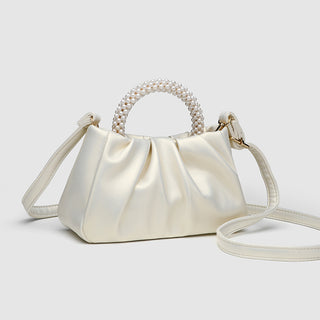 Sweet Handbag Maiden Pearl Bag Women's Fashion All-match Pleated  Cloud Bag Mini Bag