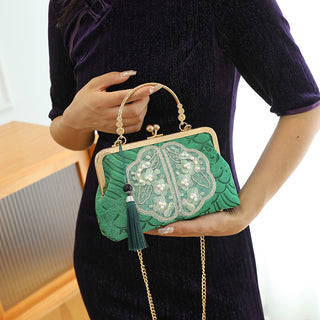 Pearl-Embroidered Handbag - Elegant Beaded Crossbody & Shoulder Bag