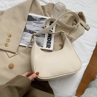 Retro Leather Underarm Shoulder Bag – Minimalist 90s Style Dumpling Handbag