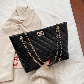 Women’s Small Quilted Crossbody Bag with Metallic Chain Strap