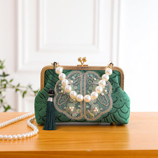 Pearl-Embroidered Handbag - Elegant Beaded Crossbody & Shoulder Bag