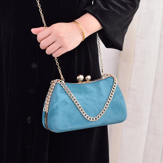 Pillow Bag - Silver, Blue, Green, Black, Pink PU Leather Crossbody & Chain Shoulder Bag with Lock Closure